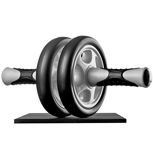 Ultrasport Bauchtrainer AB Wheel,Bauchmuskeltrainer für Zuhause, zum Trainieren von Bauchmuskeln, Rücken & Schultern,Oberkörper-Roller inkl. Kniematte,platzsparendes Sportgerät,rutschfeste Griffe