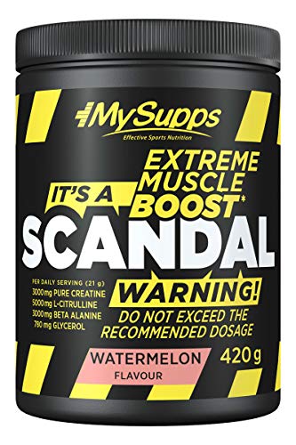 My Supps Scandal - Pre Workout Booster – dein hochdosierter Workout-Booster für jeden Tag – mit dem extra an Citrullin, Koffein & Kreatin, Made in Germany – 420g (Watermelon)