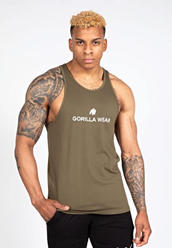 Gorilla Wear - Carter Stretch Tank Top - grün - Bodybuilding Sport Alltag Freizeit mit Logo Aufdruck leicht und bequem für optimale Bewegung aus Baumwolle und Elasthan, S