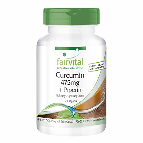 Kurkuma Kapseln - 500mg Curcuma Extrakt pro Kapsel - HOCHDOSIERT - Curcumin 95% mit Bioperin (Piperin) - 120 Kapseln