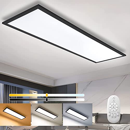 Dimmbar Deckenleuchte LED Panel 100x25 cm mit Fernbedienung, 28W Rechteckig Leuchten Deckenlampe mit Memory Funktion, 2700K-6500K Warm Natur Kalt Weiß Deckenpanel für Schlafzimmer Wohnzimmer Küche