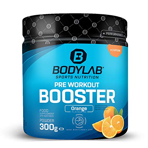 Bodylab24 Pre Workout Booster 300g | Energy Drink vor dem Training | Pulver mit Aminosäuren und Koffein | Orange