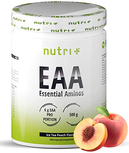 EAA Powder Vegan 500g Ice-Tea Peach - HÖCHSTE DOSIERUNG - alle essenzielle Aminosäuren - Eistee-Pfirsich Geschmack EAAs - Amino Acids - Essential Aminos Pulver