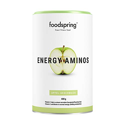 foodspring, Energy Aminos, Apfel, 400g, Pre-Workout-Booster mit Vitamin C, B3, B12, Koffein, Piperin und veganen BCAAs