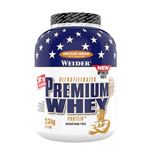 Weider Premium Whey Proteinpulver, Low Carb Proteinshakes mit Whey Protein Isolat, Schoko-Nougat, (1x 2,3 kg)